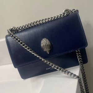 Kurt Geiger Dark Blue Crossbody Bag with Silver Chain
